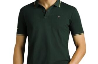 Louis Philippe Cotton Men’s Solid Slim Fit T-Shirt (LRKPCSLFC86350_Green, Large