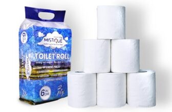 MISTIQUE 2 Ply 180 Pulls Toilet Paper Roll | 180 Pulls x 6 Rolls | Soft and Highly Absorbent | 100% Natural Virgin Pulp | Dispenser Friendly | Super Soft | Family Pack of 6 Rolls