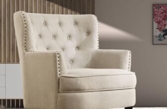 Comfinia Castora Upholstered Accent Chair for Living Room and Offices (Biege)