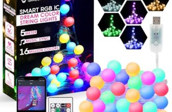 Gesto 5V Ball Shape Serial String Lights – USB Smart Music Sync Led Lights with Remote and App Control,RGB Color Changing Fairy Lights (5 Meter, 33 Led,Multicolor)