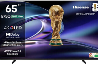 Hisense 65E75Q 164 cm (65 inch) QLED Ultra HD (4K) Smart VIDAA TV with 4 Speakers 48W Powerful Speakers| Dolby Vision Atmos| Cricket Mode(65E75Q)