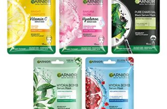Garnier Skin Naturals, Face Mask Set, Hydrating, Pore Reducing, Brightening, and Enhances Glow, Hydra Bomb Serum Mask & Black Serum Mask, 5 pcs, 140g