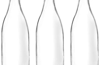 Amazon Brand – Solimo Silica Glass Bottle with Flip Cap, 1 Litre, Set of 3 (Transparent)