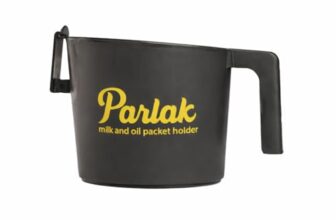 Parlak Milk and Oil Packet Holder, Black Plastic Kitchen Organizer with Handle, Cylindrical Spill-Proof Pouring Container (Black, Small)