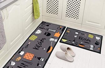 AAZEEM Abstract Kitchen Floor Mat & Runner with Anti Skid Backing (Grey, Rubber, Standard)