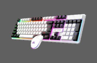 Ant Esports KM1610 LED Keyboard & Mouse,104 Keys Rainbow Backlit Keyboard 7 Color RGB Mouse Combo Set Designed for Gaming(White)