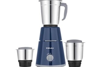 Bajaj GX1 Ninja Series 500W Mixer Grinder With 3 Jars (Stainless Steel Jars) | Superior Mixie For Kitchen | Durable Mixer Grinder | DuraCut Blades | 2 Yrs Warranty 【Blue】