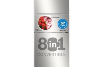 Bosch 302L, 3 Star, MaxFlex Convert Frost Free Triple Door Refrigerator | 8-in-1 Convertible Storage Modes | 57L Extra Convertible Zone | Cool Extend up to 18 hours (CMC33S03NI, Fine Steel)