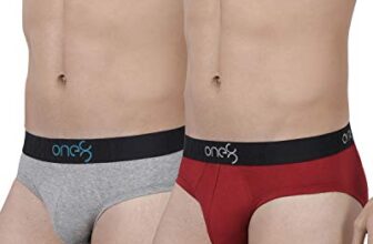 ONE8 by Virat Kohli Men’s Solid Brief (Pack of 2) (104C_Grey Mel/Maroon_x-Large)