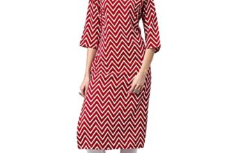 LookMark Women’s Crepe Regular Kurti (K1021-L_Maroon_L)