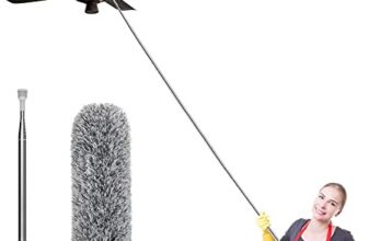 Hallstatt 2026 Upgraded Long Handle Microfiber Feather Fan Ceiling Duster for Dust Cleaning with extendable Pole 100 Inch with Anti Scratch Bendable Brush for Cleaning High roof Cobweb Stick