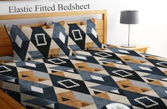DECORUM Glace Cotton Fitted 1 Bedsheet King Size (72″x78″) | All Around Elastic | Cotton Feel | 2 Pillow Covers (17″x27″) | Fits Up to 8″ Mattress | 200-220 TC | Printed Double Bed Sheet Set