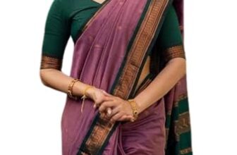 SGF11 Women’s Kanjivaram Soft Cotton Linen Silk Saree With Blouse Piece (Light Purple Green)