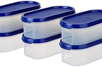 Amazon Brand – Solimo Modular Plastic Storage Containers With Lid (Transparent,Set Of 6, 525ml)
