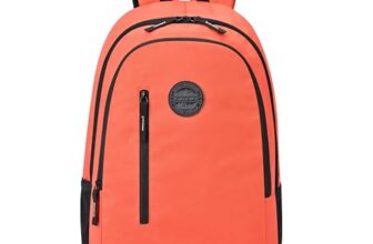 Gear Eco4 19L Small Water Resistant School Bag/Casual 4 Compartment Backpack/Travel Daypack/Kids Bag/College Bag for Boys/Girls/Men/Women (Orange-Black)