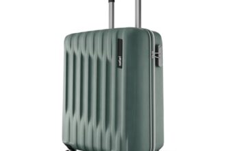Safari Ray Neo 8 Wheels 55cm Cabin Trolley Bag, Hard Case Polycarbonate, Carry On 360 Degree Wheeling Luggage Suitcase for Men & Women, Sage Green