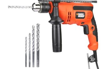 BLACK+DECKER KR554RE-IN 550W, 13mm CORDED Variable Speed Reversible IMPACT HAMMER DRILL with Lock-On Button & 4 Drill Bits, 2m Cable Length, Ideal For Home & DIY Use for Masonry, Steel & Wood, ORANGE