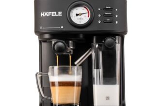 Hafele U-Kaffee Plus Coffee Machine, 15-Bar Pump Pressure, Single/Double Espresso, Cappuccino & Latte,Removable Milk Tank (500 ml), Thermoblock Technology, 1250W
