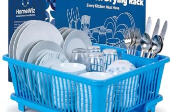 HomeWiz Dish Drying Rack | 3 in 1 Heavy-Duty Dish Drainer Basket with Drain Tray & Built in Cutlery Holder | Strong Plastic Dish Drying Rack for Plates & Bowls | Kitchen Countertop Organizer | Blue