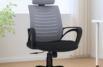 PlankIt™ Irvine High Back Mesh Chair | Ergonomic Office, Study, Revolving, Computer Chair for Work from Home with 3 Years Limited Warranty, Heavy Duty Metal Base, Seat Height Adjustable (Grey)