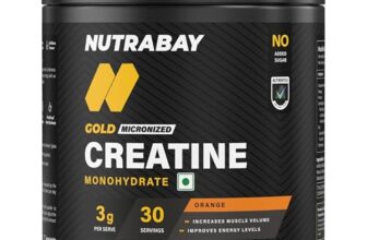 Nutrabay Gold Micronised Creatine Monohydrate Powder 3000 mg Creatine per Serving, NABL Lab Tested – Increases Muscle Mass, Strength & Power – Pre/Post Workout Supplement – 120g, Orange