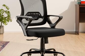 Green Soul Pebble Office Chair, Mid Back Mesh Ergonomic Home Office Desk Chair with Comfortable & Spacious Seat, Tilt Lock Mechanism & Heavy Duty Metal Base (Black)