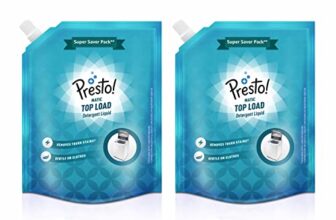 Amazon Brand – Presto! Matic Top Load Liquid Detergent, Refill Pack | 4 Litre | 2 L X 2 Packs | Removes Tough Stains | Gentle On Clothes | Refreshing Fragrance | Protects Fabric Color | Bleach-Free