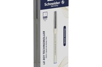 Luxor Schneider LX 801 Technoroller Roller Pen, 0.5 mm Needle Tip, 12 Units Pack, Ink Colour – Red, 100% Liquid Ink, German Technology