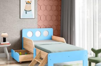 Alex Daisy Engineered Wood Texas Kids Matte Bed with Drawer 1-7 Yrs.(Blue)
