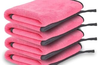 BTfash Microfiber Cleaning Cloth, 30×40 cms 600 GSM | Highly Absorbent,Lint and Streak Free, Multi-Purpose Wash Cloth for Kitchen,Car,Window,Stainless Steel,Silverwear (Pink_30x40cms) Pack of 4