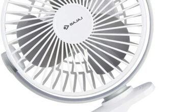 BAJAJ Pygmy Mini | Personal Fan | USB Rechargeable with 2 Year Warranty Ultra High Speed 110 mm Table Fan(1 Star | White | Pack of 1)