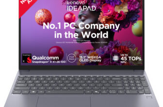 Lenovo Ideapad Slim 3 OLED with 1Yr ADP Snapdragon X – (16 GB/512 GB SSD/Windows 11 Home) 15Q8X10 Laptop(15.1 Inch, Luna Grey, 1.50 kg, With MS Office)