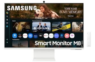 Samsung 32″ (80 cm) 4K M8 Vision AI Smart Monitor|UHD 3840 x 2160|Smart TV Experience with AI|Slimfit Camera|Type-C|Apple AirPlay|Gaming Bar|Remote|Speakers|Wi-Fi|Bluetooth|LS32FM801UWXXL|White