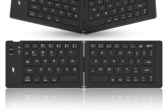 ANT WK150 Ergonomic Foldable Wireless Bluetooth Keyboard Split Travel Keyboard Wireless Rechargeable Portable Wireless Keyboard Compatible with iOS Android Windows Smartphone Tablet or Laptop-Black
