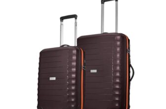 Aristocrat Altitude 8 Wheel Set of 2 (Small + Medium) Hard Case Trolley Bags | Combination Lock |Tough and Durable Luggage | 3 Year International Warranty | Suitcases for Travel| Brown
