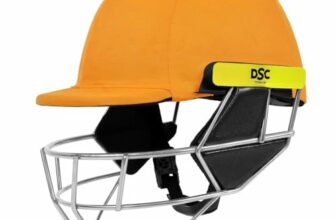 DSC Scud Ti. Cricket Helmet for Mens | Fixed Titanium Grill | Back Support Strap | Light Weight | Size: Extra Small | Color: Yellow