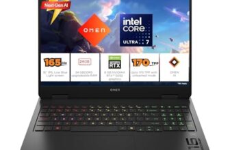 HP Omen 16, Intel Core Ultra 7 255H, 8GB RTX 5050, 24GB DDR5(Upgradeable) 1TB SSD, 2K IPS 165Hz 400 nits, 3ms RT, 16”/40.6cm, Win11, Office24, Black, 2.4kg, am0240tx, Xbox Gamepas* RGB Gaming Laptop