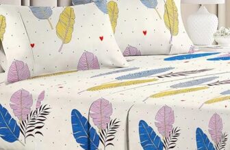 BSB HOME 100% Cotton Double Bed Bedsheet Set | 144 TC Soft & Breathable | Cream Leaf Print with 2 Pillow Covers | Wrinkle Free | for Bedroom & Gifting (90 x 90 Inches)