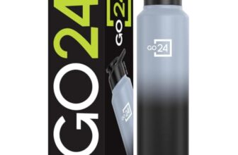 Go24 pexpo Water Bottle 1 ltr Stainless Steel Sports/Fridge Bottle with Sipper Cap | 1-Year Warranty | Single Wall | For Home, Office, Gym | Lightweight | Craft Pro 950ml | Grey – Black Ombre
