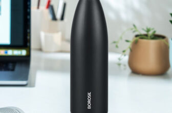 BOROSIL 24 Hours Hot & Cold Bolt Double Wall Vaccum Insulated Steel Flask Bottle 1000 ml Steel Bottle(Pack of 1, Black)