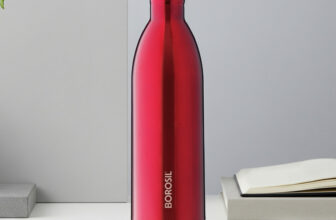 BOROSIL 1000ml Bolt Trans Red Vacuum Insulated Water Bottle, 24 Hours Hot & Cold Flask 1000 ml Steel Bottle(Pack of 1, Red)