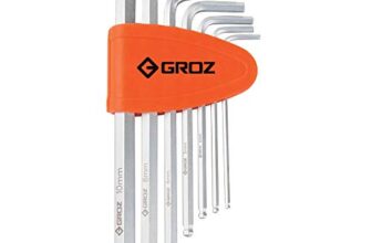 Groz 7 Hexagon Keys with Ball End – SAE| Ideal for automotive, household & industrial applications| S2 Steel Construction| Corrosion Resistant| Conforms to DIN 898 Standard| ALN/HX-BL/7L/SAE/GRZ