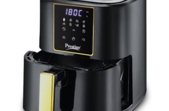 Prestige Nutrifry 4.5L Digital Air Fryer| 80% less Oil Consumption | 8 Preset Menu | Fry, Grill, Roast, Bake, Reheat | Digital Display | 1200 Watts | Easy to Clean | 1Y Warranty | ISI Certified