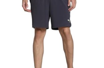 PUMA Mens ENERGY 7 STRETCH WOVEN SHORT, Flat Dark Gray-Fizzy Apple, XS (52572091)