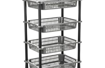 MASHUR FAB Multipurpose Kitchen Organizer/Storage Tabletop Rack Tiered Shelf | Onion Stand for Kitchen | Vessels & Vegetable Organiser (Grey, 4 Layer)