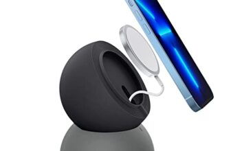 CASEOLOGY by Spigen Wireless Charger Desktop Stand Holder Dock Compatible with MagSafe Charger for iPhone 16/15/14/13/12 Series (Not Included Mag-Safe, Not for new Mag-Safe 2024) – Black Sesame