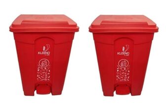 Cello Strong Plastic Step-On Pedal Garbage Dustbin 60 Ltr Red/Red Combo
