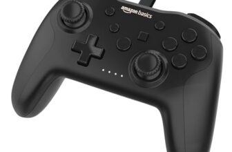 Amazon Basics USB Gamepad with Turbo Mode | Dual Vibration | PS3 & PC Support | X Input & Direct Input | Wired Controller with Ergonomic Design | 1m Cable | Black