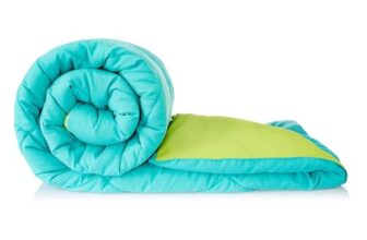 Solimo Microfiber Reversible Comforter, Single (Aqua Blue & Olive Green, 200 GSM)