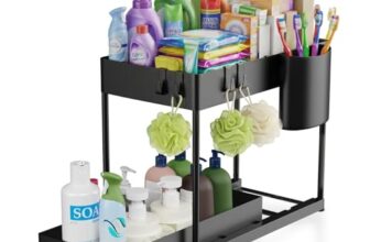 Lifelong 2-Tier Under Sink Storage Organizer | Pull Out Cabinet | Drawers for Kitchen Cabinets | Sliding Rack with Removable Panels & Hooks | Multi-Purpose Organiser for Kitchen or Bathroom (LLEUS09)